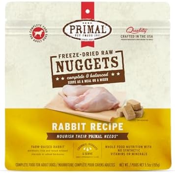 Primal Freeze Dried Raw Dog Food Nuggets, Rabbit, 5.5 oz