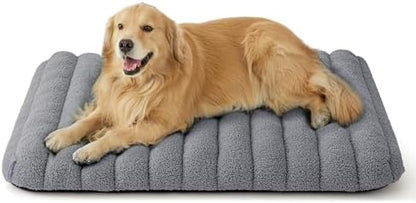 LE SURE Cute Orthopedic Dog Bed for Extra Large Dogs, XL Waterproof Chic Flat Pet Beds with Removable Washable Cover, Fuzzy Thick Egg Crate Foam Pet Mat for Indoor Use (44" x 32", Grey)