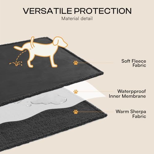 Luciphia Waterproof Blanket for Large Dog, Reversible Sherpa Bed Cover