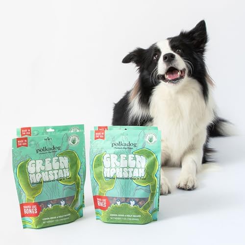 Polkadog Green Monstah Bone Shaped Dog Treats, Limited Ingredient, 7oz