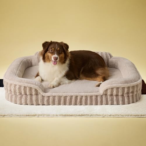 LE SURE Cute Cozy High Back Orthopedic Dog Beds Large Sized Dog,35" Hazel