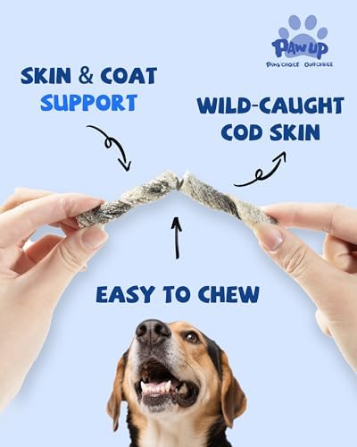 PAWUP Cod Skin Rolls Dog Treats Natural High Omega 3 Dog Snacks, Single Ingredient Cod Skin Chews for Small Dogs w/Taurine, 16 oz