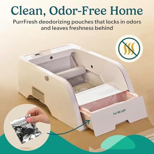 PetCove PurrTek Light Open Top Automatic Litter Box Self Cleaning 5GHz WiFi