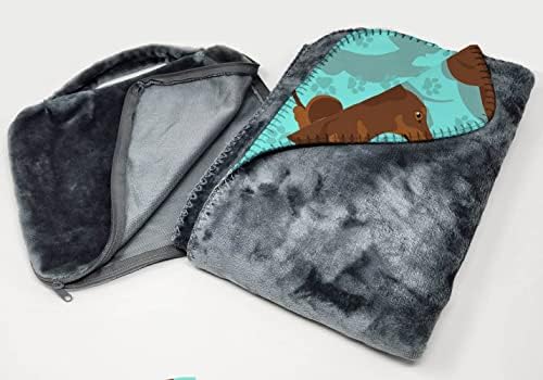 Caroline's Treasures MLM1017TBLT Chocolate and Tan Dachshund Soft Travel Blanket with Bag Airplane Blanket, Indoor Outdoor Camping Blanket for Traveling, Picnics, Beach Trips, Concerts