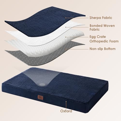 EHEYCIGA Orthopedic Dog Bed Large with Removable Washable Cover, 35IN Navy