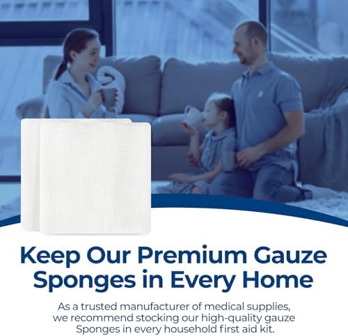 Kingstar 4x4 Inch Gauze Sponges 8-Ply, 800 Count (4 Packs of 200)
