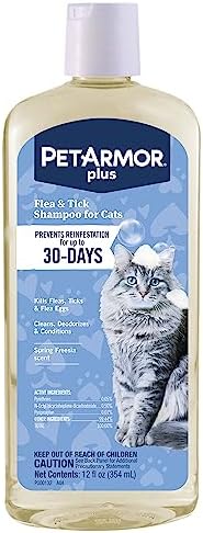PetArmor Plus Flea & Tick Shampoo Cats, IGR Formula, Spring Freesia, 12oz