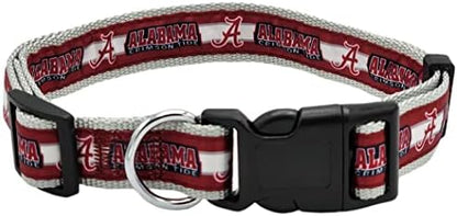 Pets First Collegiate PET Collar New Version Alabama Crimson Tide Dog Collar, Size Small. Best Sports Team Color for Dogs & Cats. A Shiny & Colorful Dog & Cat Collar Licensed by The NCAA