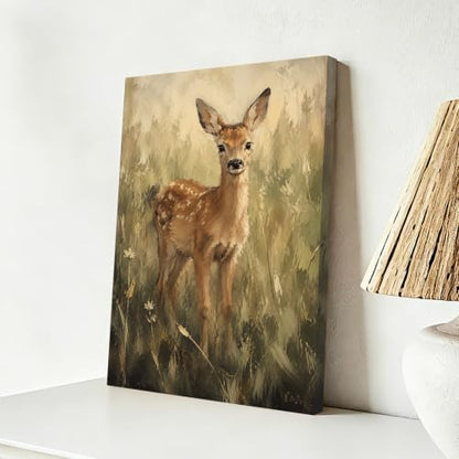 Fawn Canvas Wall Art 16x24 Inch, Framed Wall Art for Living Room