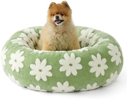LE SURE Shown on TV Jacquard Donut Cute Small Dog Beds,Green 27x27x8in