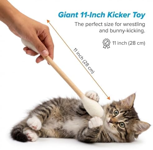 Glaciart One XXL Swabs Cat Toys with Catnip - 2 Pk | Durable for Chew, Cute Cat Toys Interactive Kitty for Boredom, Exercise, & Play | Filled w/Organic Catnip for Anxiety & as Digestive Aid