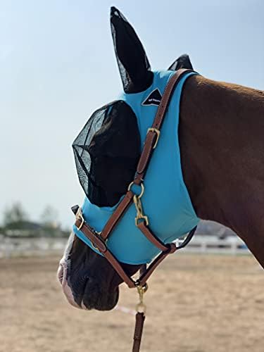 Horse Fly Mask Super Comfort Horse Fly Mask Elasticity Fly Mask with Ears We Only Make Products that Horses Like… (Pacific Blue, M)