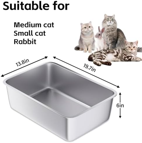 Large Stainless Steel Litter Box Big/M-Cats,Metal Litter Box/Pan