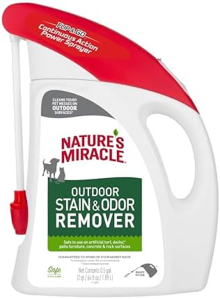 Nature's Miracle Outdoor Pet Stain & Odor Remover, 64 oz Flip & Go Sprayer