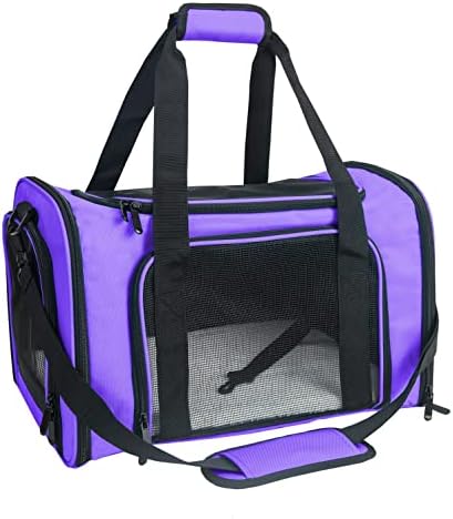 Soft Sided Carrier for Small Medium Cats Dogs,TSA Airline Approved Collapsible Travel Pet Carrier Medium Purple