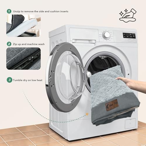 Orthopedic Washable Dog Bed for Extra Large Dogs, 42x30in, Grey