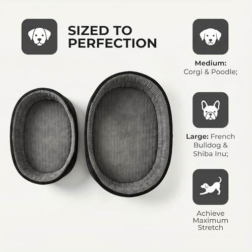 Large Dog Bed Cat Bed 20x30 Inch,Calming Pet Bed for Dogs & Cats,Machine Washable Dog Bed,Half-Enclosed Open-Top Velvet Anti-Anxiety Bed,Cozy Snuggle Bed (Black)
