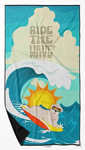 Caroline's Treasures MLM1277TWL3060 Surfer Dog Wheaten Terrier Premium Beach Towel Oversized Towel Beach Blanket, Pool, Beach Essentials, Yoga, Premium Bath Towel, Quick Dry Plush