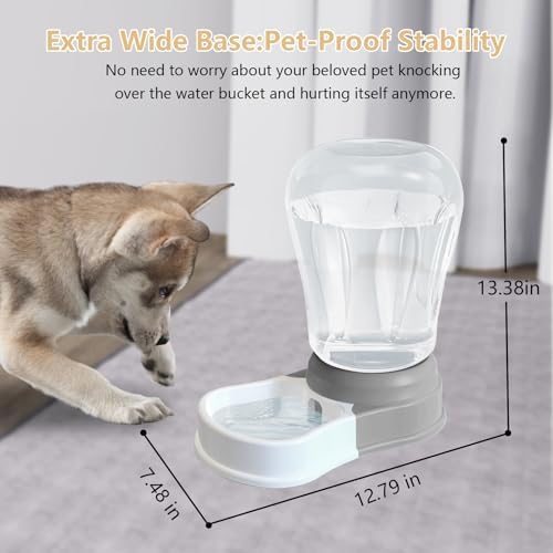 STALTWO 1.6 Gallon Automatic Gravity Dog Water Dispenser, BPA-Free, Grey