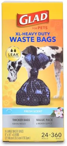 Glad Extra Large Heavy Duty Scented Dog Waste Bags, 360 Count Value Pack