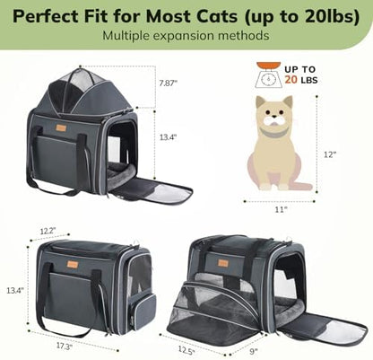 Morpilot Top and Side Expandable Cat Carrier for Pets up to 20lbs