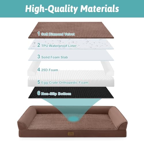 COZY KISS Orthopedic Dog Bed for Extra Large Dogs, U Shaped XL 44x32 inch