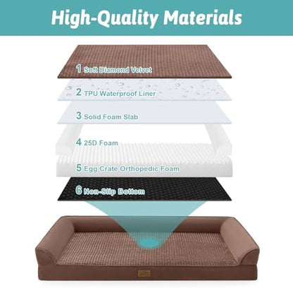 COZY KISS Orthopedic Dog Bed for Extra Large Dogs, U Shaped XL 44x32 inch