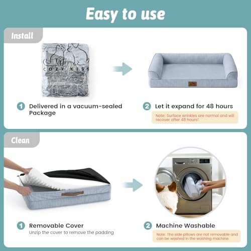 COZY KISS Cooling Dog Bed for Extra Large Dogs, 48" Orthopedic Pet Sofa