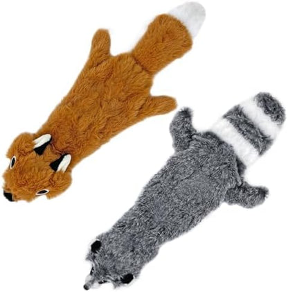 Best Pet Supplies 2-in-1 Stuffless Squeaky Dog Toy - Fox, Raccoon, Small