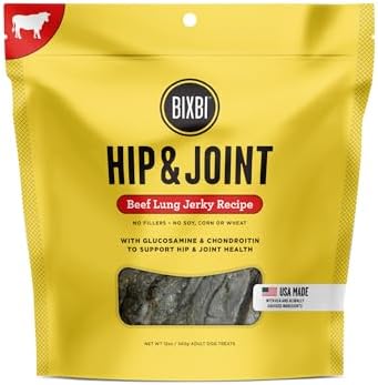 BIXBI Hip & Joint Support Beef Liver Jerky Dog Treats, 12 oz - USA Made Grain Free Dog Treats - Glucosamine, Chondroitin for Dogs - High in Protein, Antioxidant Rich, Whole Food Nutrition, No Fillers