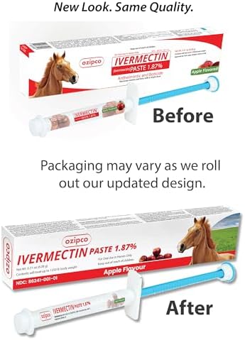Ivermectin Horse Paste 1.87% | Apple Flavor – 6.08g Syringe for Equine Use Only Up to 1250 LB