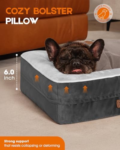 Upvilla Orthopedic Dog Bed, Four-Sided Small Dog Sofa, Washable Cover Gray