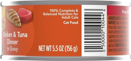 Friskies Purina Prime Filets Chicken and Tuna Dinner in Wet Cat Food Gravy - (Pack of 48) 5.5 oz. Cans