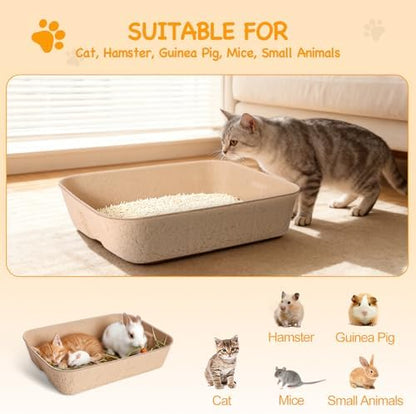 Disposable Litter Boxes for Cats, Durable and Water Resistant, Sustainable Large Disposable Litter Box, Disposable Cat Litter Boxes for Indoor/Travel Use, Standalone or as Liner (Brown, Large 5-Pack)