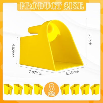 FillTouch 8 Pcs Feed Scoop 2 Qt Plastic Enclosed Heavy Duty Stackable Feed Scoop for Bird Horse Chicken Livestock Animal Ranchers Homesteaders Farmers(Yellow)