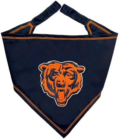 Pets First NFL Chicago Bears TIE Bandana, Large/X-Large. Dog Cat Scarf Bib for Pet. Ultimate Game-Day Party Bandana (CHI-3550-L-XL)