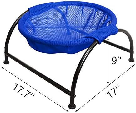 MeowWoof Cat Hammock Bed, Elevated Cat Stand, Washable Pet Sleep Supplies for Kitten Puppy (Blue Black)