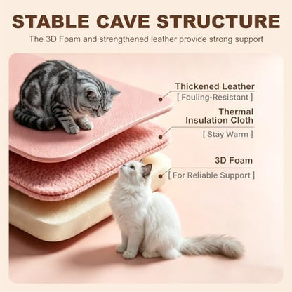 Cat Caves for Indoor Cats, Pink Cat Cave House for Kittens and Small Dogs