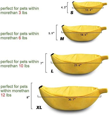 Petgrow · Cute Banana Cat Bed House Large Size, Christmas Pet Bed Soft Warm Cat Cuddle Bed, Lovely Pet Supplies for Cats Kittens Rabbit Small Dogs Bed,Yellow