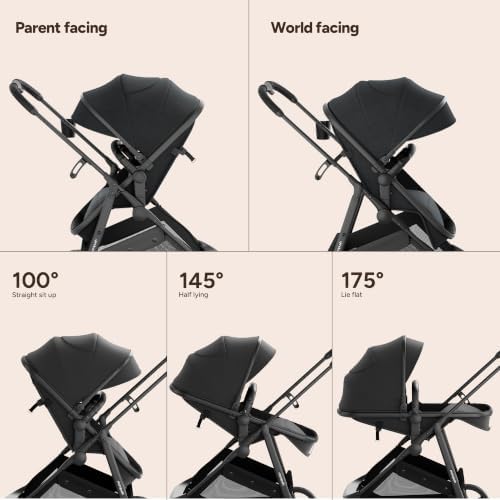 Mompush Wiz 2-in-1 Bassinet Stroller with Car Seat Adapter, Reversible Seat