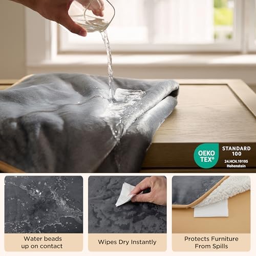 Bedsure Waterproof Blanket for Bed Soft Sherpa Fleece Throw,Twin 80"x60"