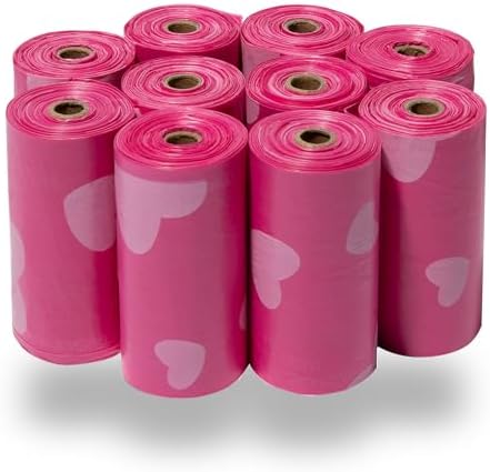 Best Pet Supplies Poop Bags for Dogs - Pink Heart, 150 Count