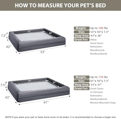 WNPETHOME XXXL Big Large Orthopedic for Senior Dog Bed Comfy Sleeping