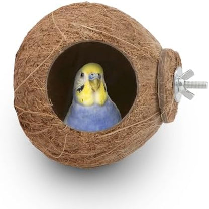 Hypeety Pet Bird Breeding Nest Natural Coconut Bird Hideout Hut for Cage