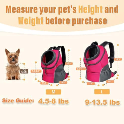 YUDODO Dog Front Carrier Backpack, Adjustable Breathable Dog Backpack