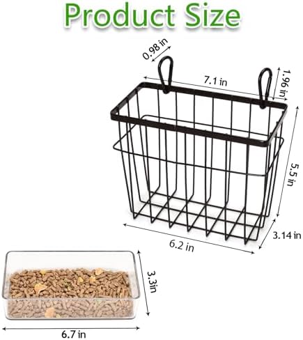 SANGLE SOPFFY Rabbit Feeder and Bunny Food Bowl with Hay Rack for Guinea Pigs, Chinchillas,Holland lop Bunny - Pet Hay Dispenser&Multifunctional Pellet Food Dish