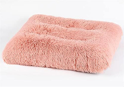 Long Plush Calming Pet Bed Cuddler Pet Bed Peach Pink M