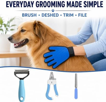 9-Piece Puppy Starter Kit with Squeaky Toys and Grooming Tools, Gift Basket
