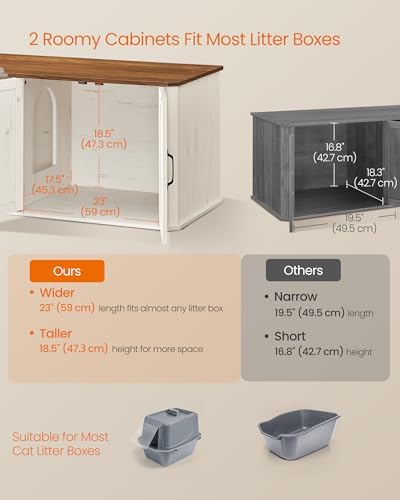 Feandrea Double Cat Litter Box Enclosure,Furniture Hidden for 2 Cats