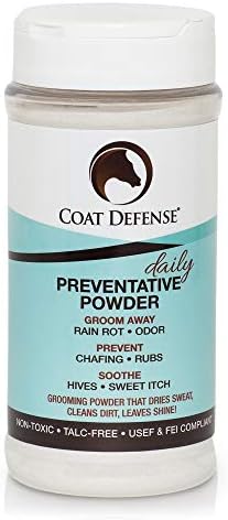 COAT DEFENSE Daily Preventative Powder & Rain Rot Treatment for Horses | Safe & Effective Equine Sweet Itch, Skin Funk, Scratches | Dry Horse Shampoo, 16 oz. | All Natural Ingredients